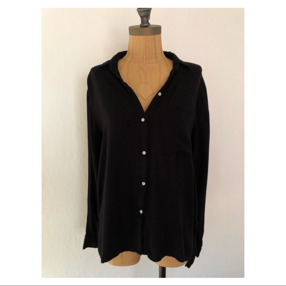 A&F Oversized Flowy Button Down Tunic Black Xs - image 1